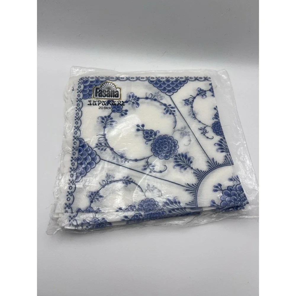 Vintage Fasana Germany Blue Onion Napkins Scalloped Edges Decoupage Lot Of 8